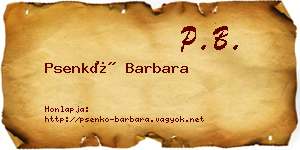 Psenkó Barbara névjegykártya